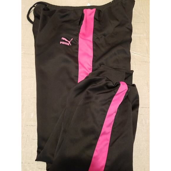 Puma Women's Y2K Black/ Hot Pink Striped Satin Jogger Pants Size XXL - Picture 7 of 11